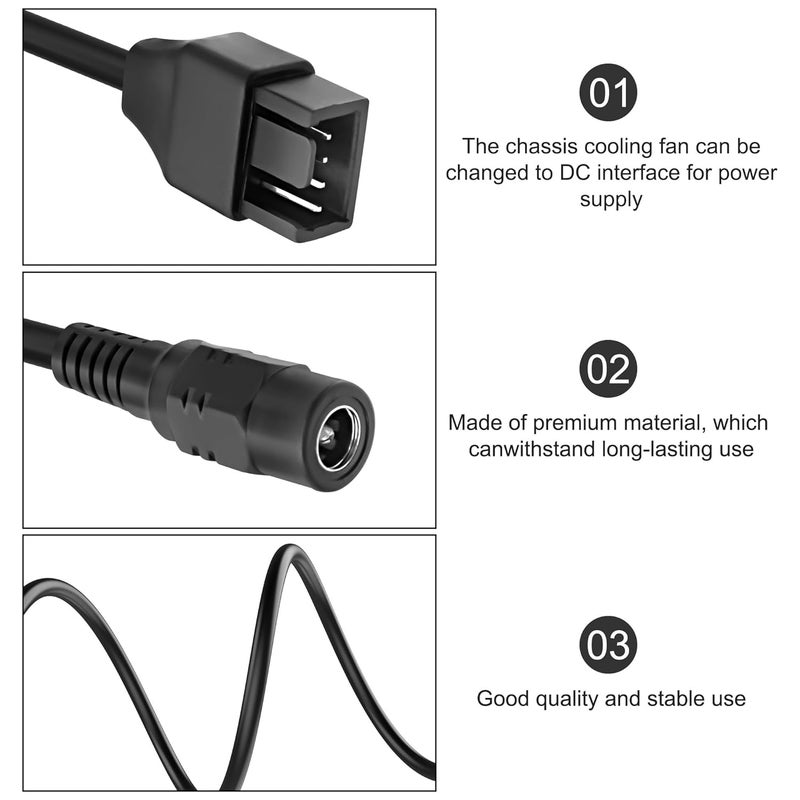 XMSJSIY 12V DC 5.5mm*2.1mm Female to 4 Pin Male PWM Fan PC Cooling Fan Power Adapter Connector Extension Cable Cord for Computer Case -20CM/7.8INCH 2PCS - Image 3